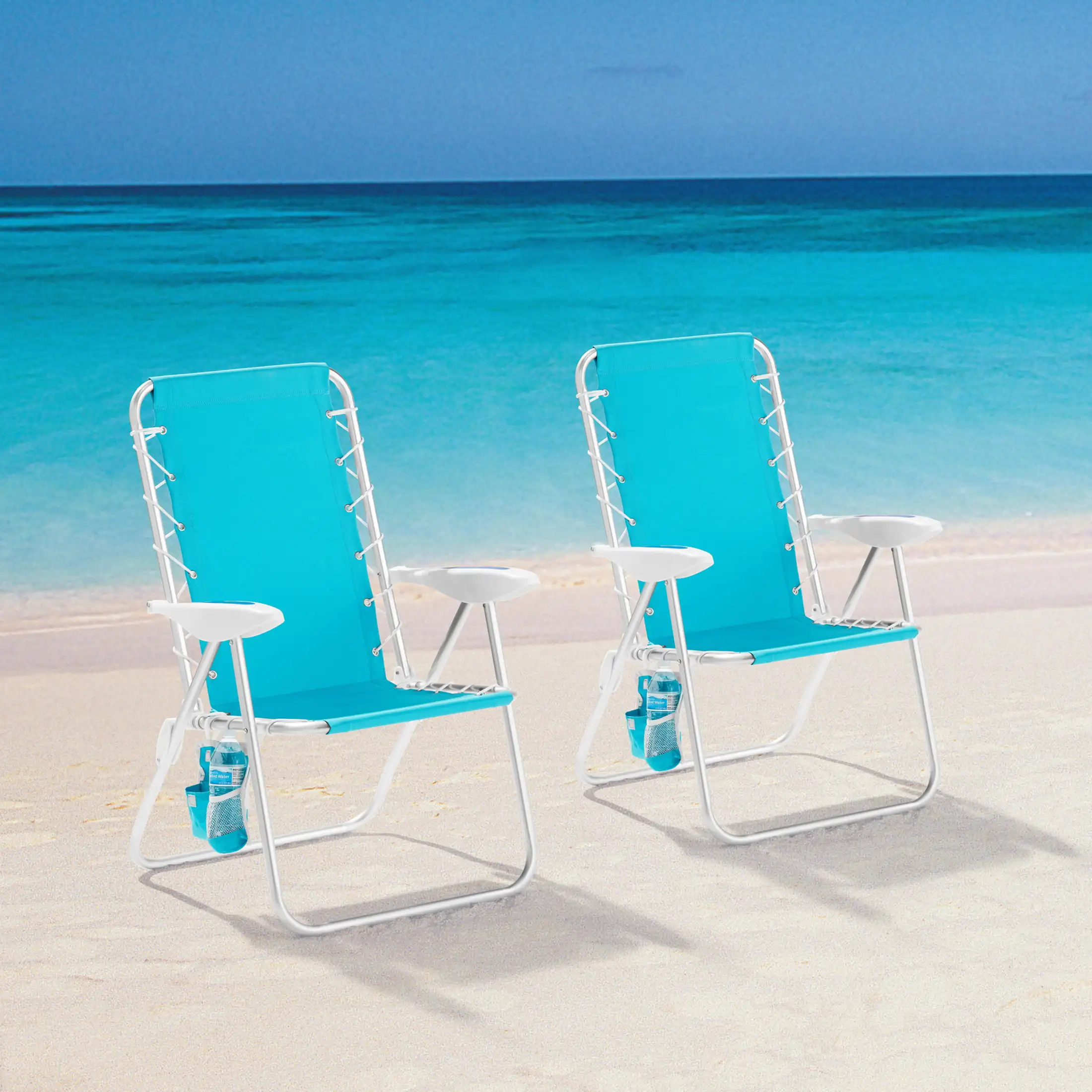 

2-Pack Reclining Bungee Beach Chair, Teal