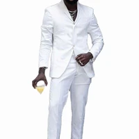 white slim fit mens suits for wedding peaked lapel custom 2 piece groom tuxedos male fashion costumes set jacket with pants