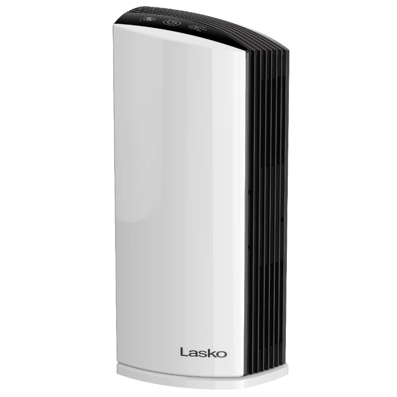 Lasko LP300 HEPA Tower Air Purifier with Timer for a Cleaner, Fresher Home Environment, LP300, White