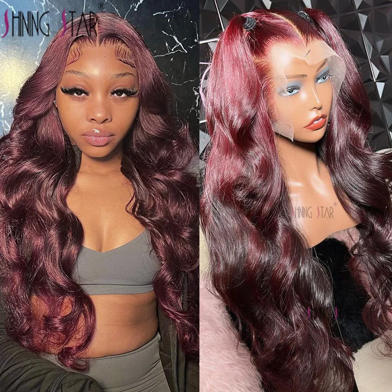 

99J Burgundy Lace Front Wigs Human Hair 13X4 Body Wave Lace Front Wig Colored Red Brazilian Hd Transparent Lace Frontal Wig