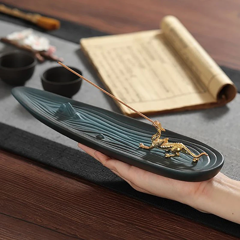 Металлическая палочка для благовоний с золотым Драконом 1 шт.