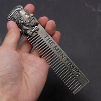 1pc gentelman barber styling metal comb stainless steel men beard comb mustache care shaping tools pocket size silver hair comb