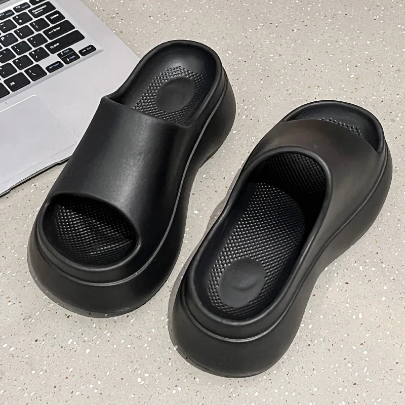 Summer New Thick Sole EVA Material Women's Slippers 6cm Tall Soft Sole Anti slip Outdoor Sports High Heel Slippers for Women