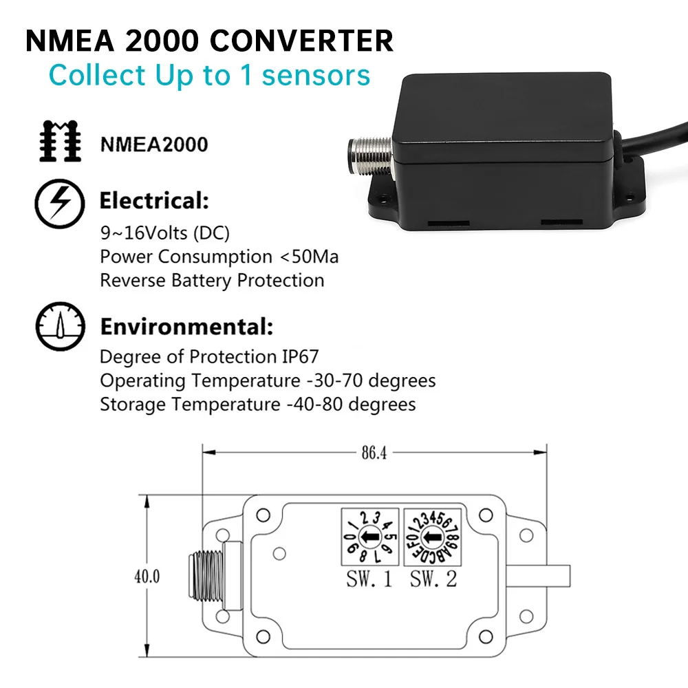 Разъем NMEA2000 0-190 Ом/240-33 Ом 5-контактный подходит для уровня топлива датчик угла