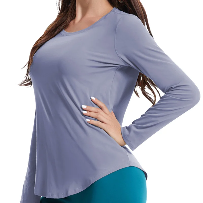 Women's Fitness Long Sleeve Yoga T-Shirt Loose Soft Breathable Sports Tops Female Running Quick Dry Clothing Workout Sportswear