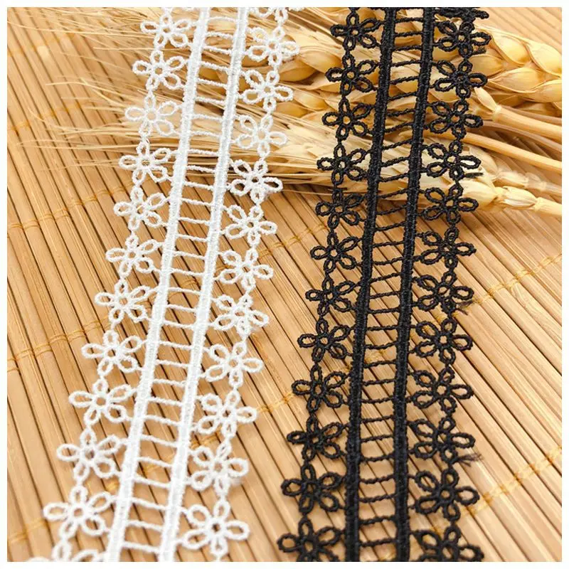 

Водорастворимая кружевная отделка 45 ярдов, белая черная вышитая ткань, ткань для шитья одежды, аппликация для рукоделия