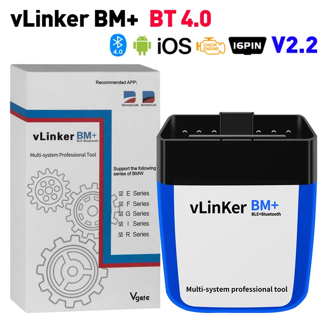 

Диагностический Инструмент Vgate vLinker BM+ V2.2 OBD2 С Bluetooth 4.0, Автосканер Для Bimmercode, Совместимый С Android И iOS