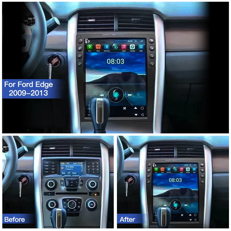 12 1-дюймовый автомобильный радиоприемник Android 14 для Ford Edge 2009-2013 навигационный