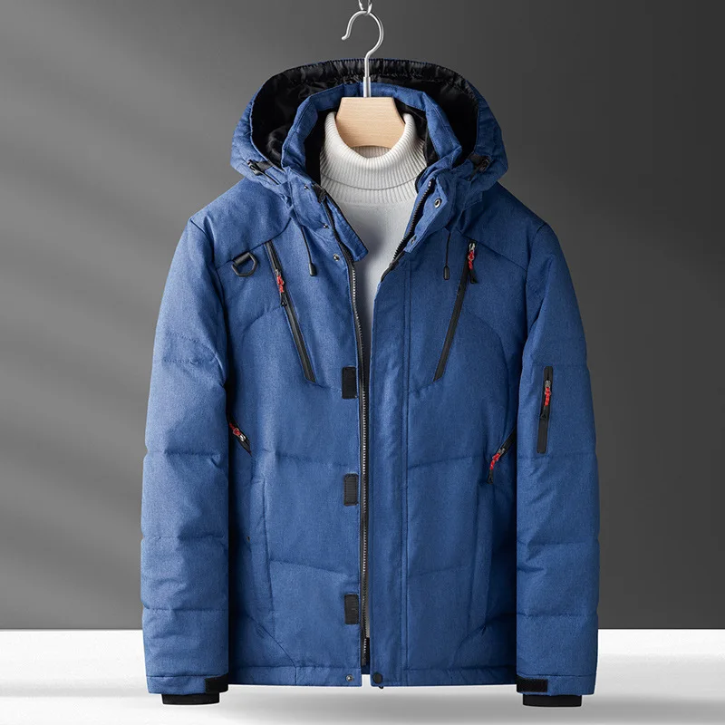 Winter Warm Men Jacket Coat Casual Autumn Stand Collar Puffer Thick Hat White Duck Parka Male Men's Winter Down Jacket With Hood