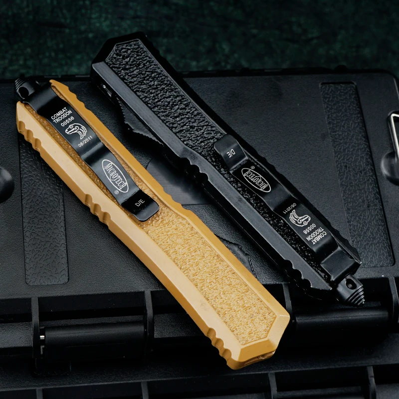 Фото Micro Makora II OTF Knife Tech D2 Складное лезвие Портативные уличные универсальные инструменты EDC Тактические карманные ножи с цинковой алюминиевой ручкой №1