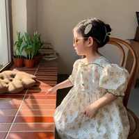 2022 spring and summer new korean kids clothing girls floral luxury dress childrens princess dress fashion clothes boutique