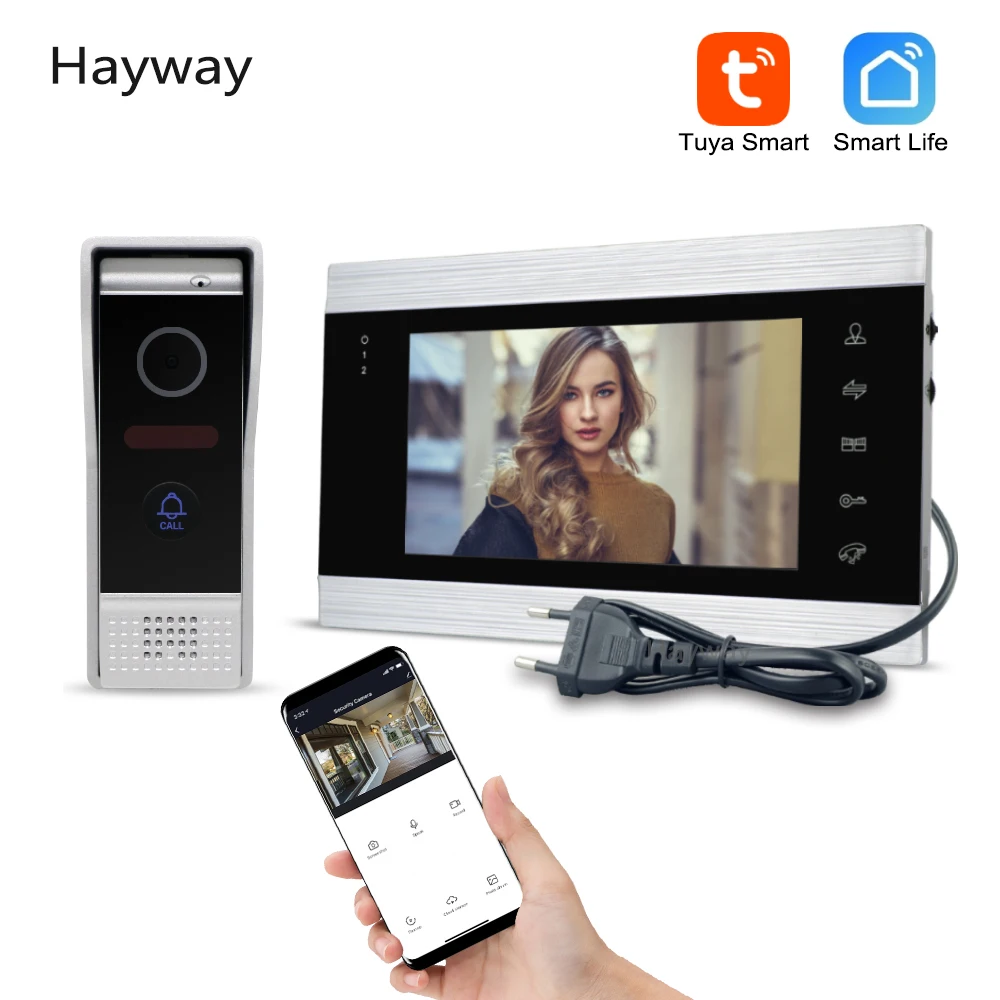 Enlarge Wireless WiFi Smart Video Intercom System AHD Full Touch Screen with Wired Door Smart Phone Talking One-Key Unlocking