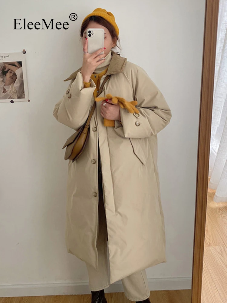 

EleeMee Long Parks For Women 2023 Winter Jacket Solid Color Thick Warm Female Coat Ins Fashion Women'S Outwear Size S-L