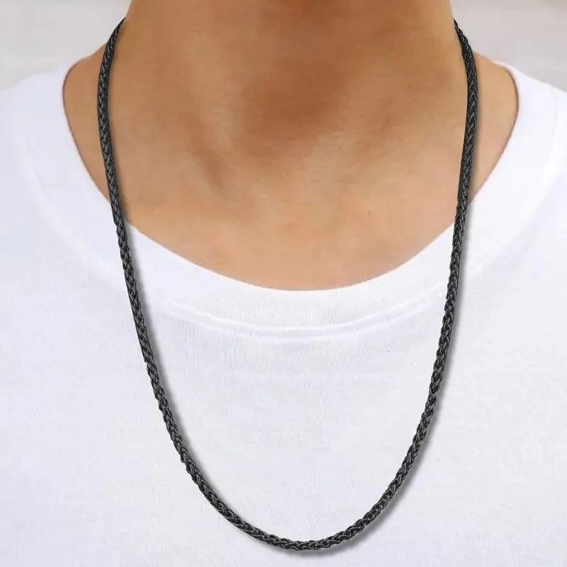 

Минималистичное Плоское Ожерелье из нержавеющей стали, змеиная цепь, чокер, мужские трендовые аксессуары, длина 60 см/23,6 дюйма, золотой, серебристый, черный