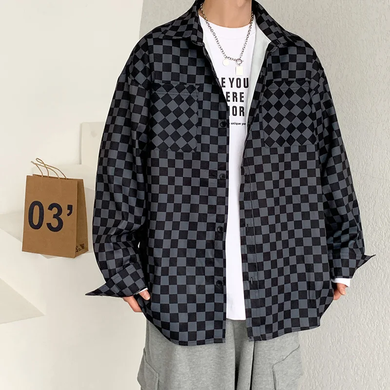 Рубашка Legible мужская с отложным воротником Повседневная блуза свободного покроя