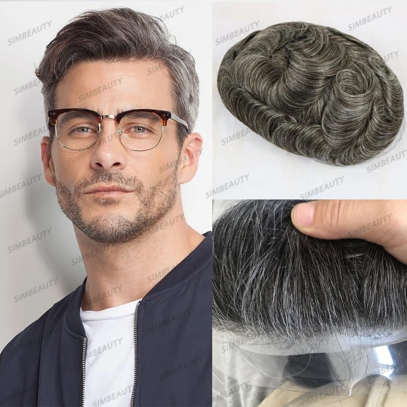 

Cheap Undetectable 0.06mm Vlooped Men Toupee Miscroskin Full Pu Man Hair Prosthesis Capillary Natural Hairline Human Hair System