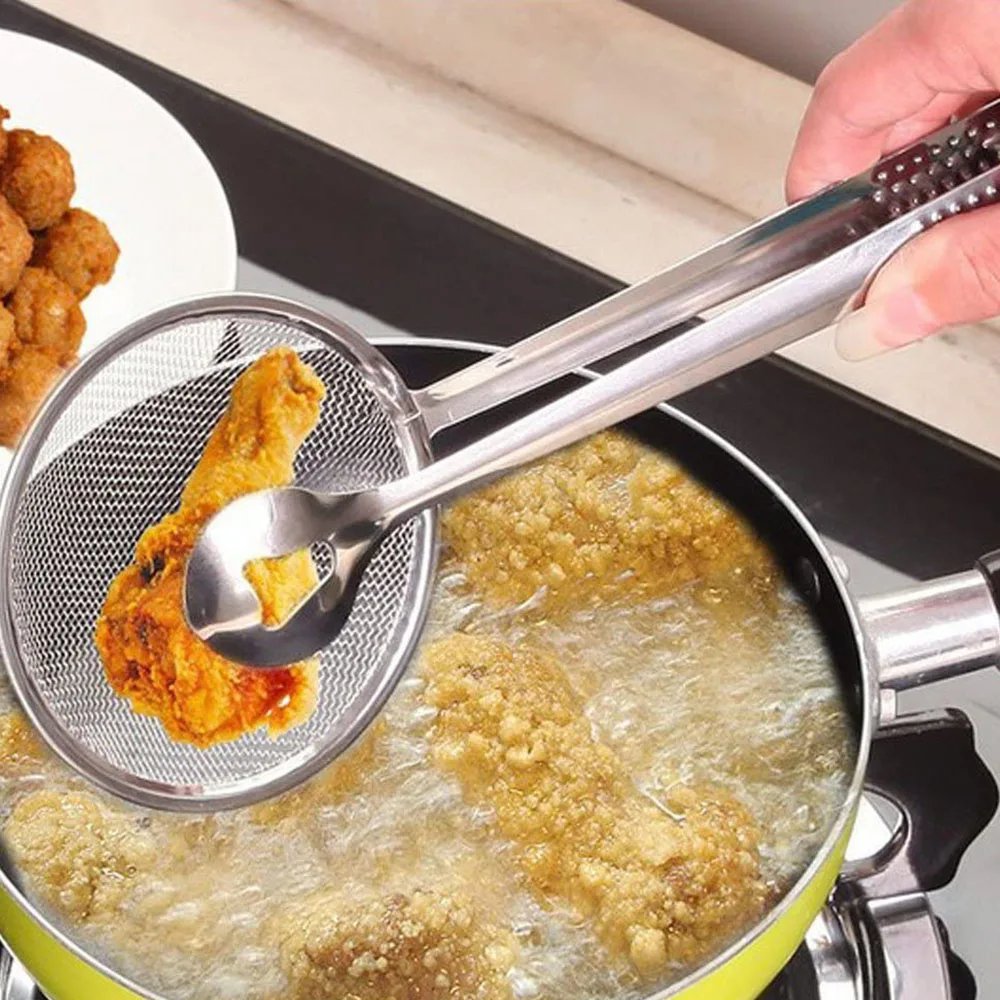 

Oil Frying Clamp Filter Stainless Steel Spoon Vegetables Snack Fried Food Strainer for Household Kitchen Ornaments Filter Spoon