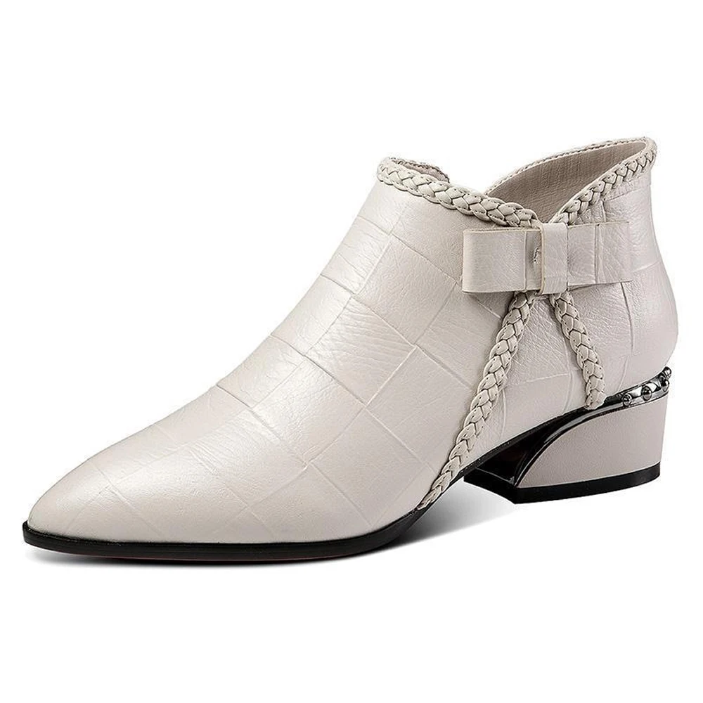 

Leather 2023 ankle boots Women's naked boots mid-heel pointy British style Doc Martens thin thin boots plus velvet single boots
