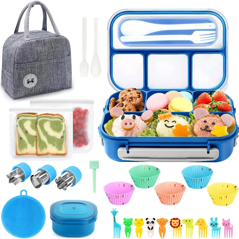 

Lunch Box Bento Box Lunch Containers for Adult/Kid/Toddler 4 Compartment Bento Lunch Box Microwave Dishwasher Freezer Safe