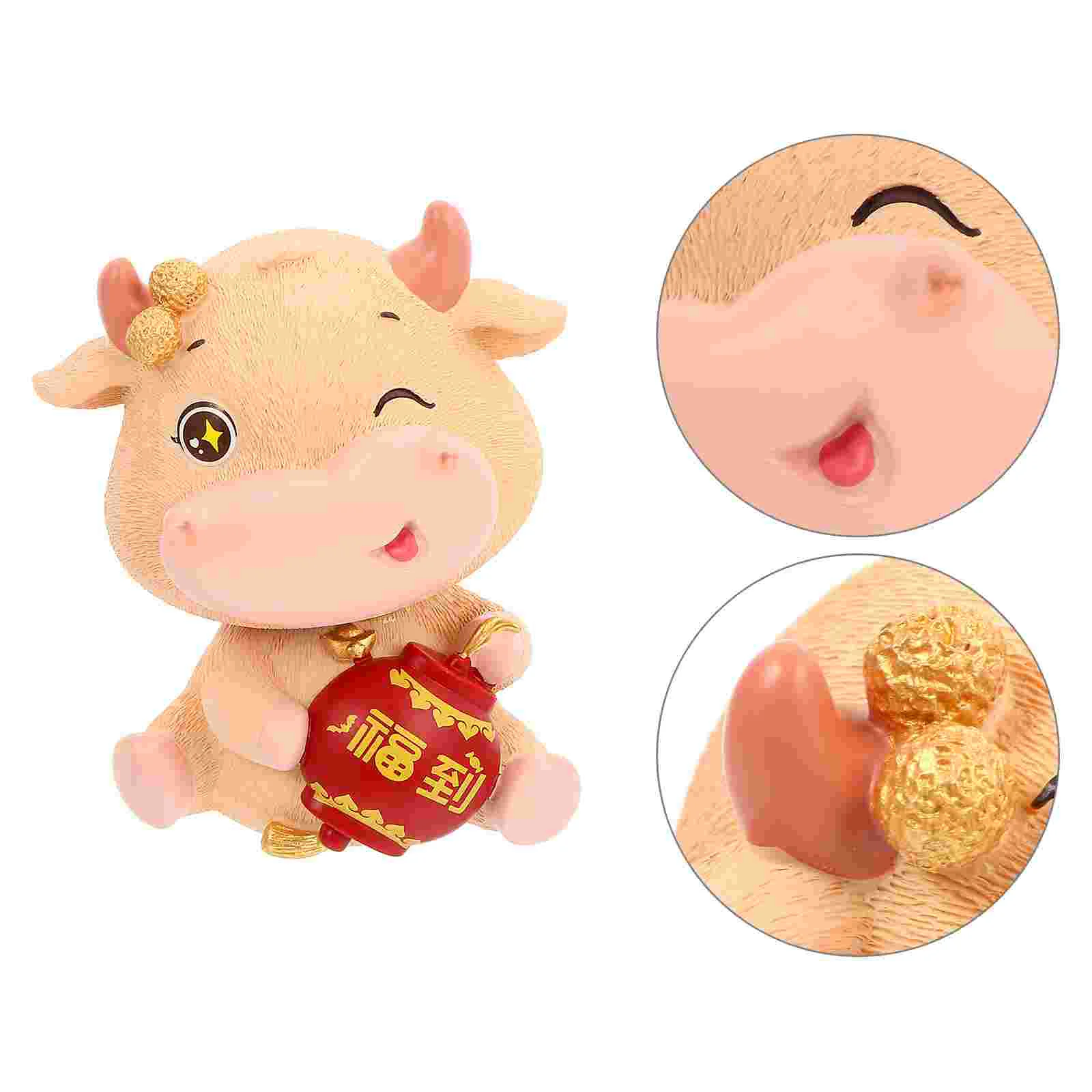 

Calf Bobble Head Desktop Toys Animal Shaking Head Accessories Shaking Head Toy Car Resin Car Swing Toy Car Swing Ornament