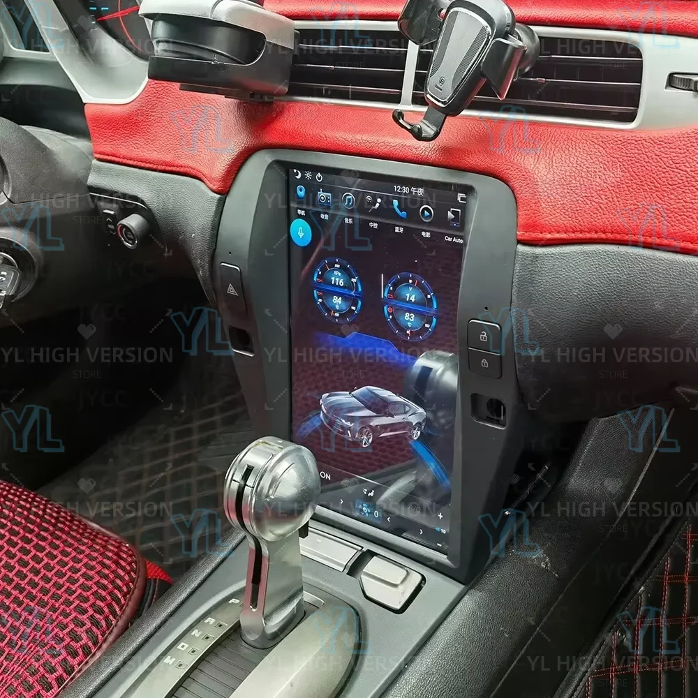 Фото 12-дюймовый вертикальный экран, Android 13, автомобильная магнитола для Chevrolet Camaro 2011-2015, стереосистема, Carplay, мультимедийный видеоплеер, GPS-навигация №4