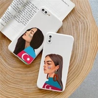 azerbaijan flag girl cartoon phone case candy color for iphone 6 7 8 11 12 13 s mini pro x xs xr max plus