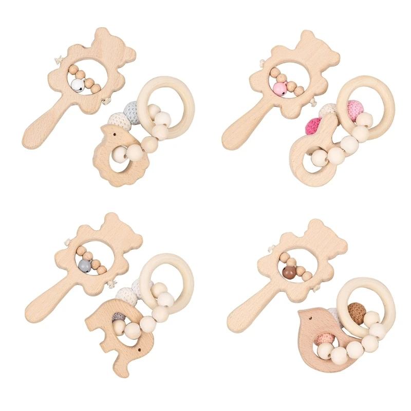 

Infant RattleBell BurrFree Handhold Baby Molar Rod Toddler BraceletTeether Toy