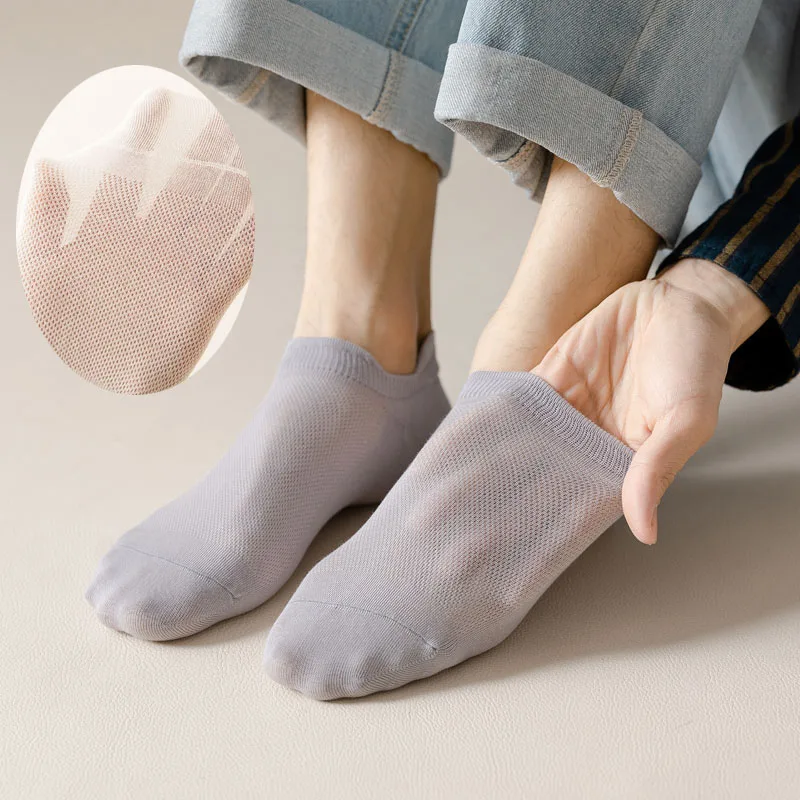 

5 Pair Summer Men's Socks Pure Cotton Thin Mesh Ankle Socks Color Harajuku Retro Short Mouth Korean Socks Men Gift Boat Socks