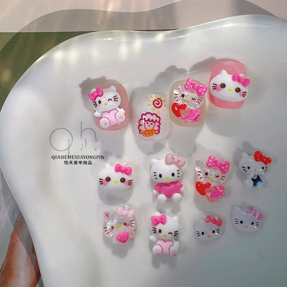 10 шт. мини-подвески для ногтей Miniso Hello Kitty 8 стилей прозрачные блестящие украшения