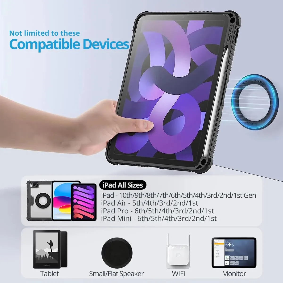 Магнитный настенный держатель для планшета iPad и других планшетов офисный