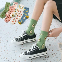 funny women casual cartoon fruit sock avocado lemon colorful japanese skateboard harajuku kawaii cute socks