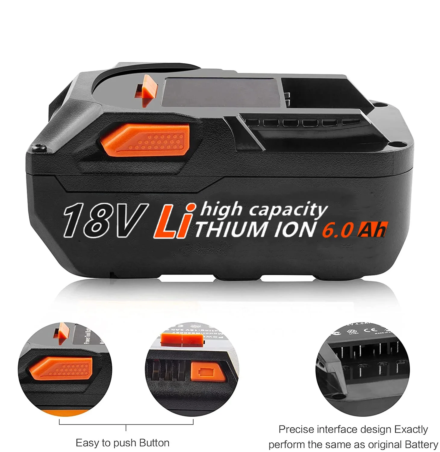 3rd-Generation Lithium 6.0Ah 18V Replacement Battery for Ridgid 18V Cordless Power Tools Lithium Ion R840084 R840087 Battery