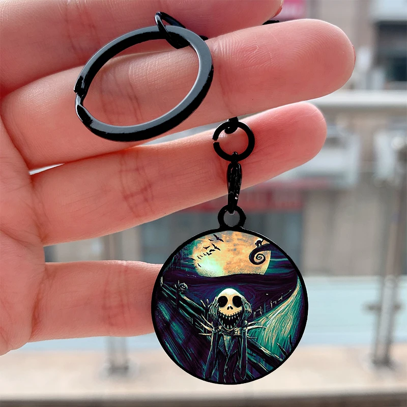 

Fashion The Scream Before Christmas Cool Key Tag Motorcycles Cars Backpack Chaveiro Keychain For Friends Key Ring Gifts