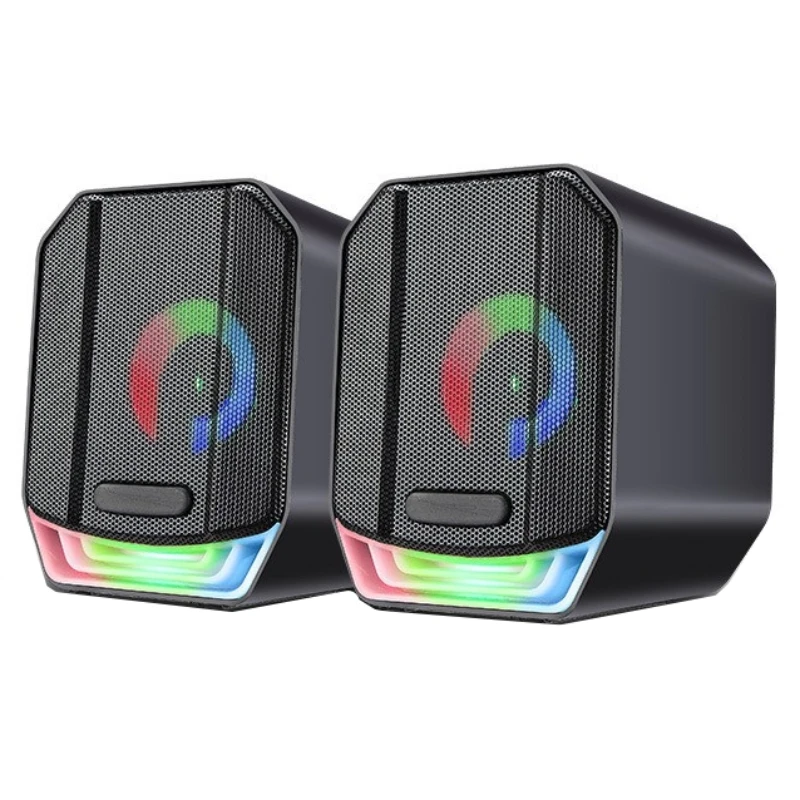 

Cool RGB Color Light Speaker Box Laptop Speake USB Wired High Fidelity Sound for Desktop Computer Laptop Mobile Phone 3.5mm Plug