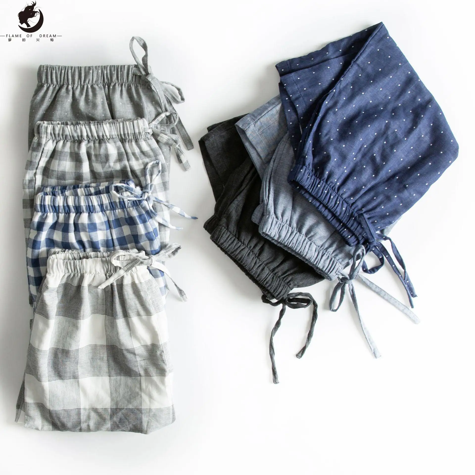 Flame Of Dream Cotton  Pajamas Pants Men's Short  Pants Large Sleep Wear Men 221703