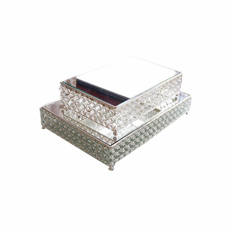 

European-Style Silver Crystal Dessert Table Set Cold Meal Tea Break Pastry Decoration Light Luxury Series Quality Cake Tray