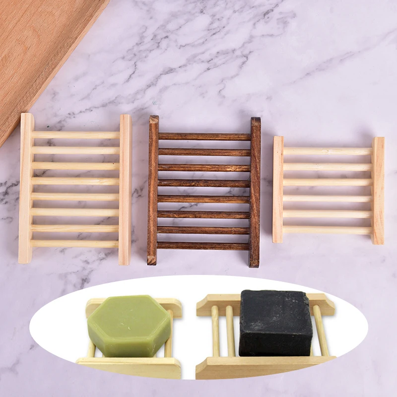

1PC Portable Soap Dishes Natural Wood Soap Tray Holder Soap Dish Bath Shower Plate Home Bathroom Wash Soap Holder Organizer