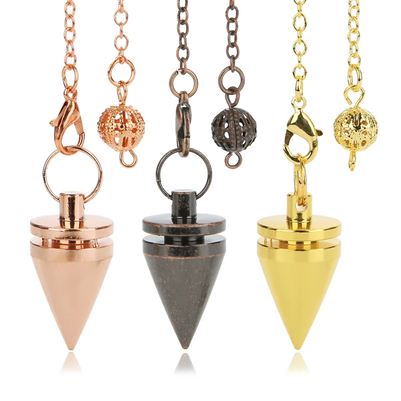 

Fashion Cone Healing Amulet Copper Chain Rose Gold Witchcraft Pendulum Reiki Fashion Jewelry Necklace Wholesale