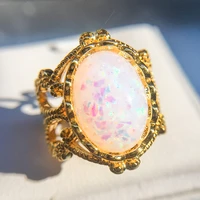 2022 new oval opal ring for women vintage silver 925 jewelry gemstones white pink blue gold color party accessory wholesale