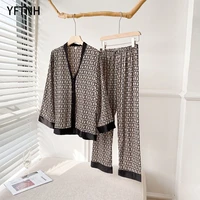 yftnh boutique women pajama sets satin silk soft v neck long sleeve night shirt and pants sleepwear outfits fashion homewear