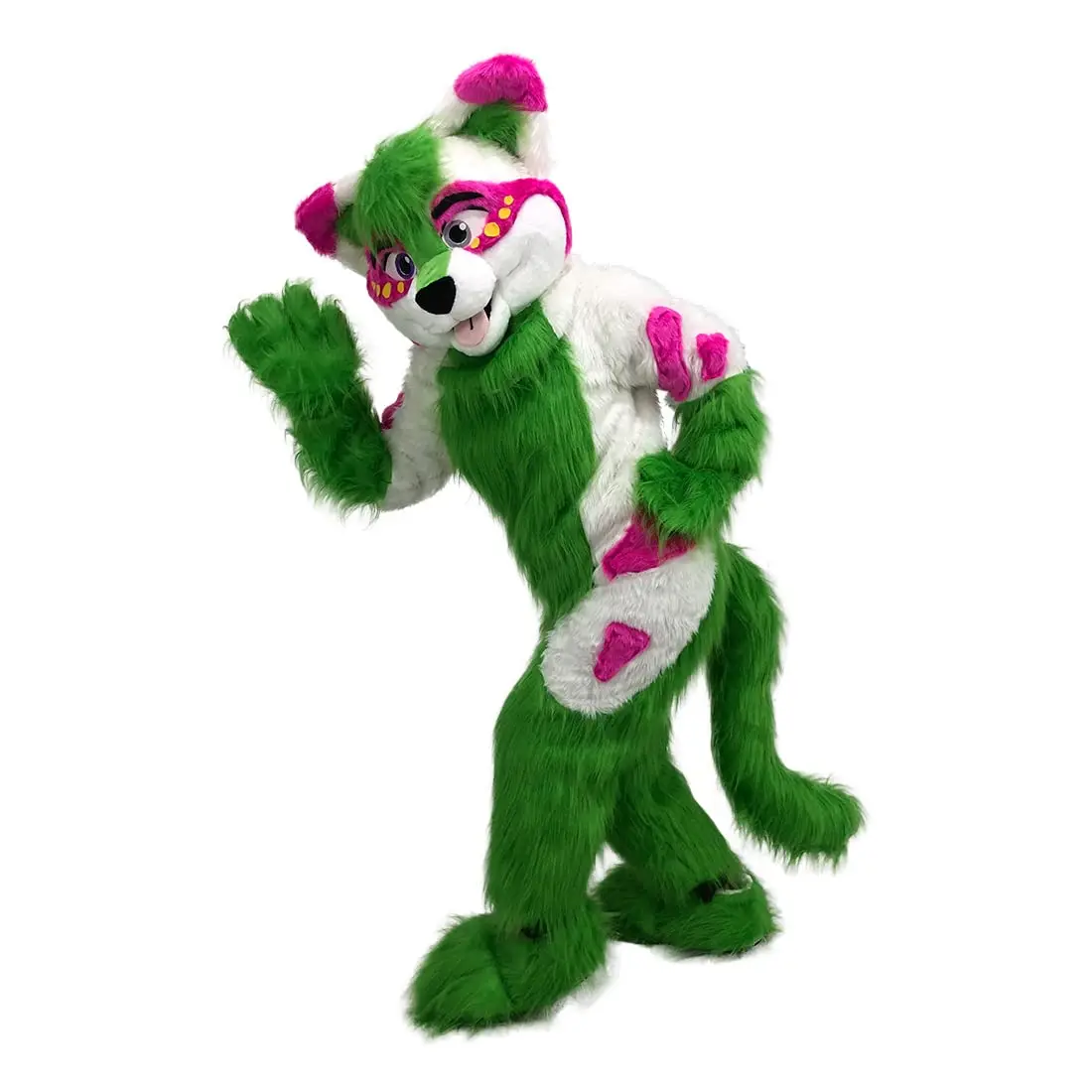 

Plush Green Foxhound Mascot Costume Cute Unisex Animal Cosplay Costume Cartoon Character Costume Business Mascot Party Halloween