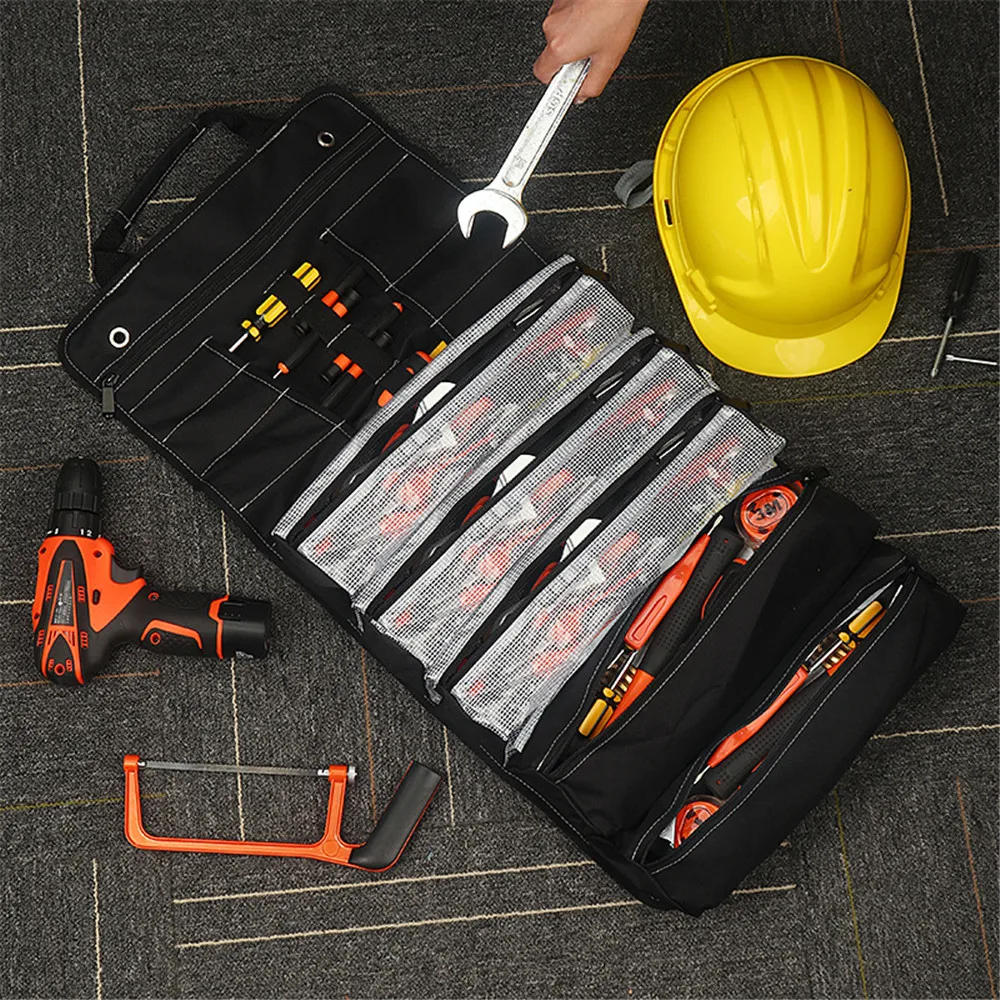 

Multi-pocket Oxford Cloth Rolled Roll Up Tool Bag Home Hanging Portable Hardware Tools Shoulder Organizer Complete Toolkit
