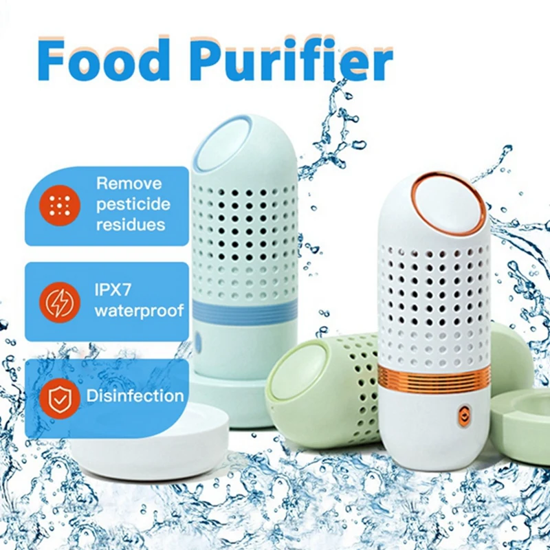 

Vegetable Desinfectante Capsule Shape Portable Ultrasonic Fruit Food Purifier Household Kitchen Food Cleaner White