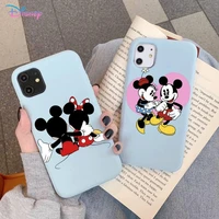 disney mickey and minnie phone case for iphone 11 12 13 mini pro xs max 8 7 6 6s plus x xr solid candy color funda case