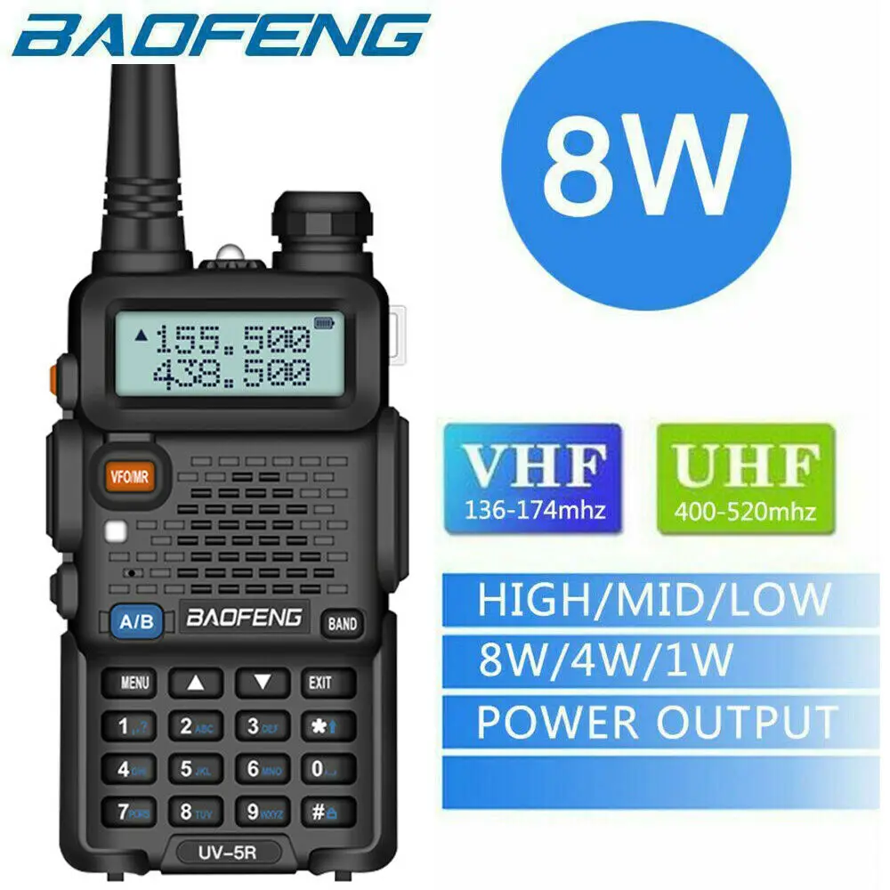 

Портативная рация BaoFeng UV-5R Real 8W Двухдиапазонная VHF/UHF приемопередатчик