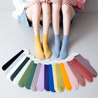 5 pairs solid color womens thin ice socks summer day stack socks cute breathable candy kawaii girl sailor moon socks wholesale