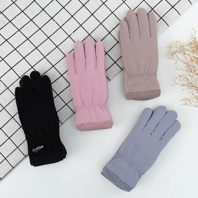 Winter Warmer Women Cycling Gloves Windproof Waterproof Touchscreen Internal Plush Anti-Slip Skin-friendly Soft Female Mittens images - 6