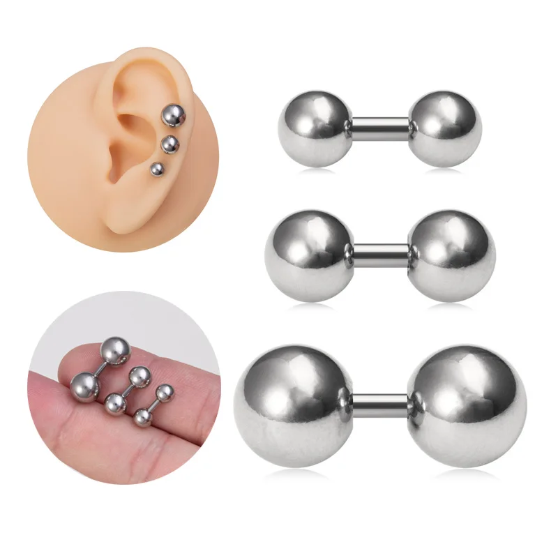

3pcs Stainless Steel Stud Earrings Nipple Ring PA Piercing Ear Barbell Daith Bar Cartilage Tragus Helix Body Piercing Jewelry