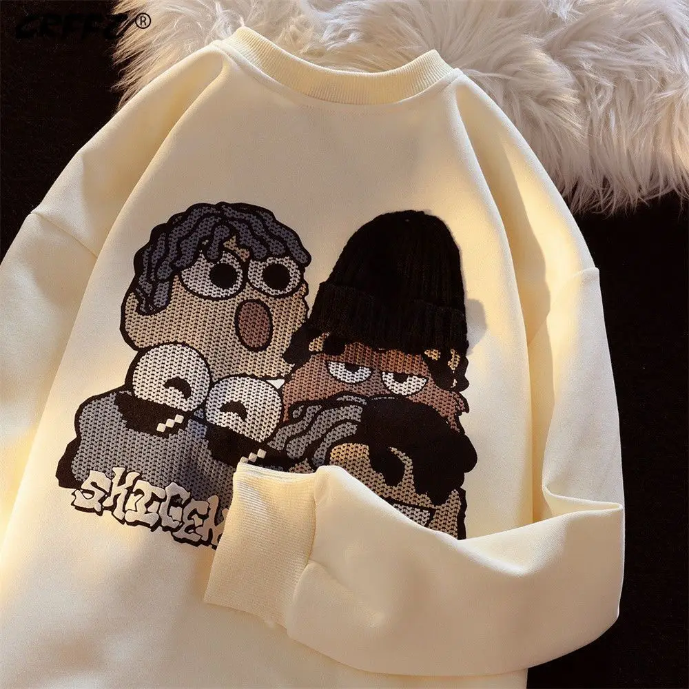 Новинка весенне-осенний свитер с круглым вырезом и мультяшным принтом брендовая