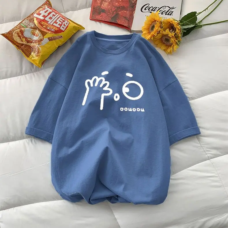

Cotton Short Sleeve Female Student Korean Edition Loose Versatile Round Neck Summer New Gentle and Cute Salt Ins Academy Style